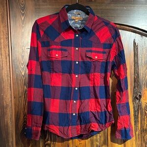 Plaid Pearl Snap Button Down Shirt